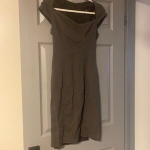 bebe Gray One-Shoulder Sheath Dress work office professional business XXS